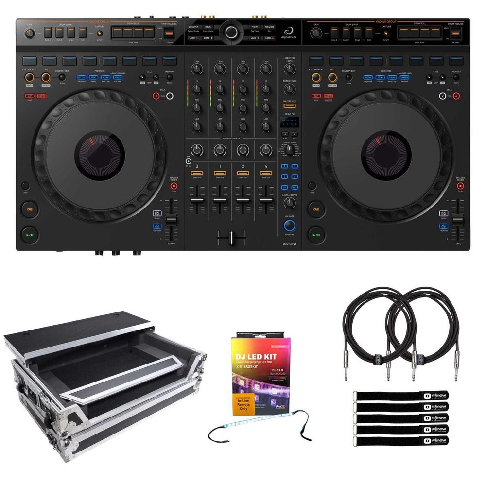 AlphaTheta DDJ-GRV6 4-Channel Stem Rekordbox Serato DJ Controller w Silver Case