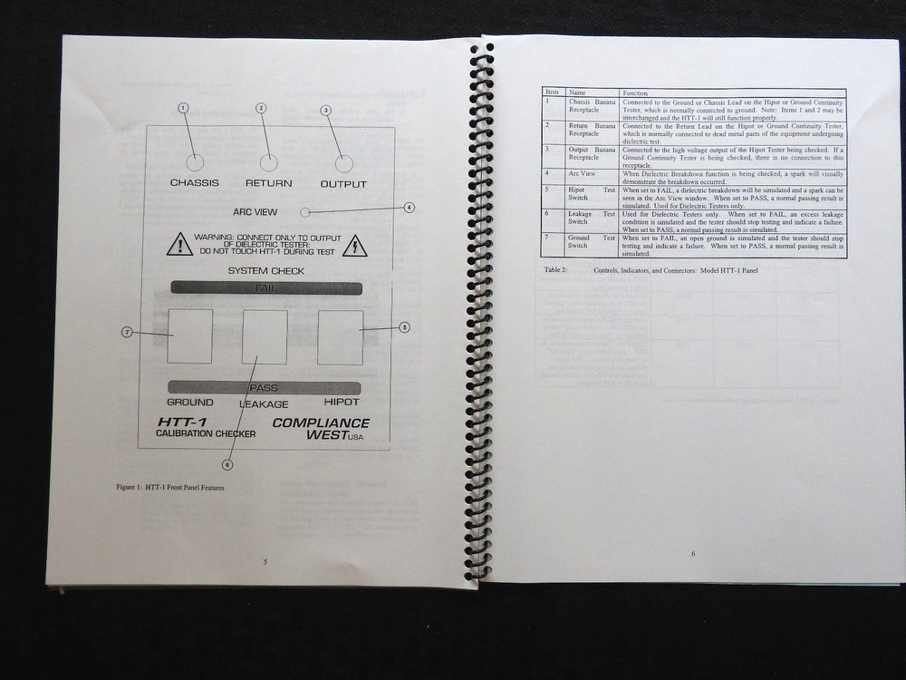 COMPLIANCE WEST HTT-1 FUNCTION TESTER INSTRUCTION MANUAL CLEAN