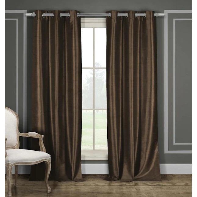 Duck River Textile 84-in Chocolate Polyester Blackout Grommet Curtain Panel Pair