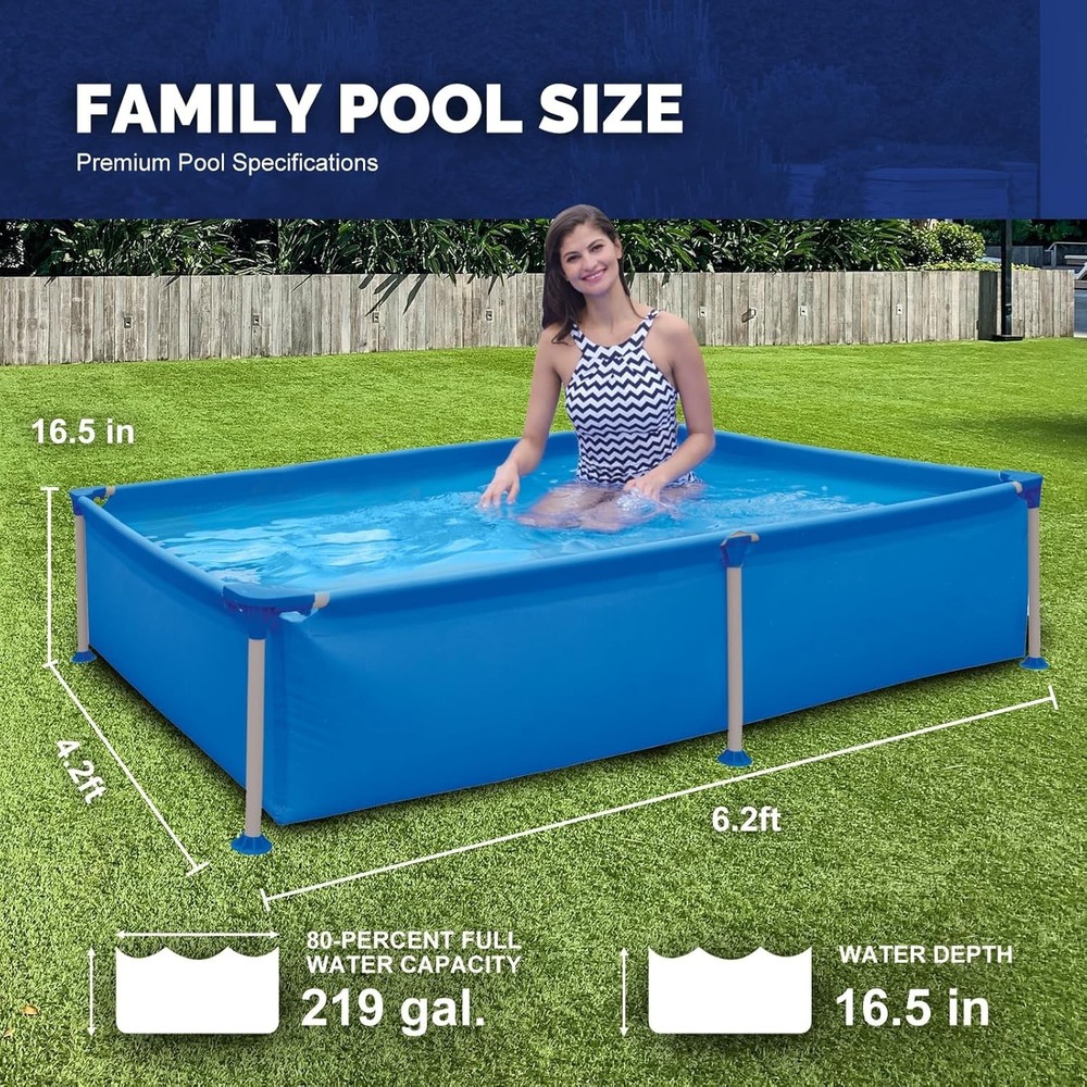 Quick-Install Above Ground Pool - Spacious 6.2ft x 4.2ft Rectangular Design