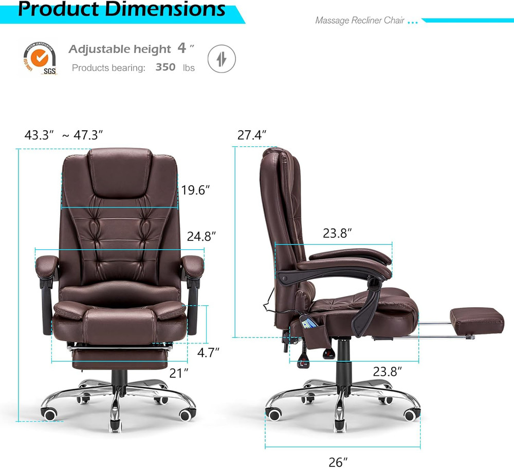 PU Leather Massage Executive Chair with 7 Massage Points and Heat Function