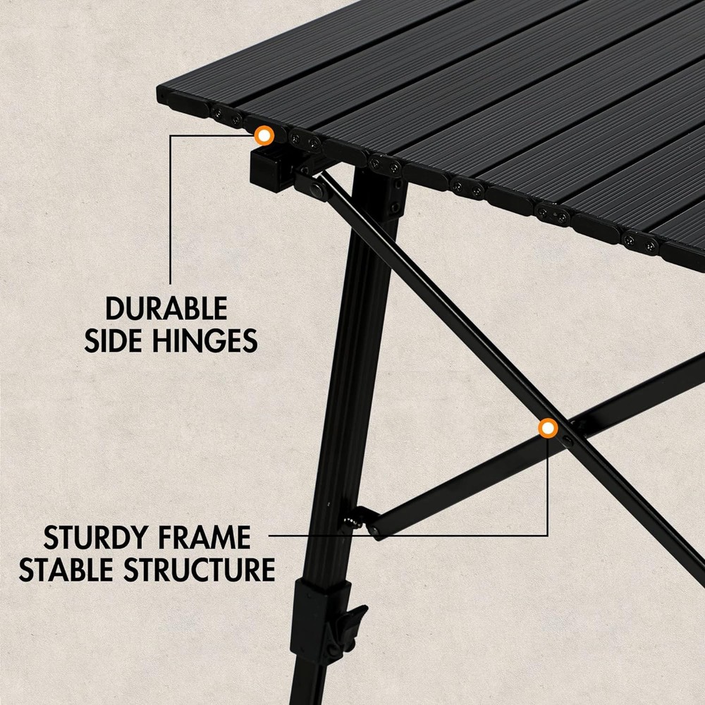 Camping Table Foldable Portable with Adjustable Legs, Aluminum Folding Table