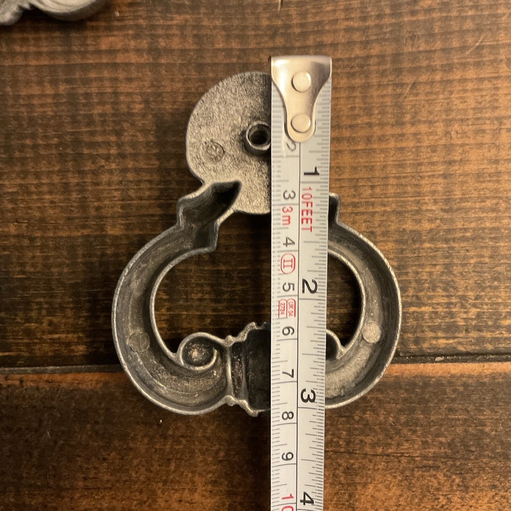 2 Antique Silver Pewter Look Drawer Pull Door Knocker Style handle