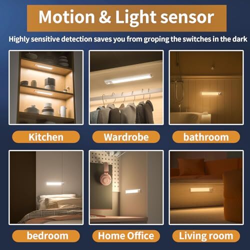 Under Cabinet Lights,76 LED Operated Motion Sensor Light 2Pack-9.5inch