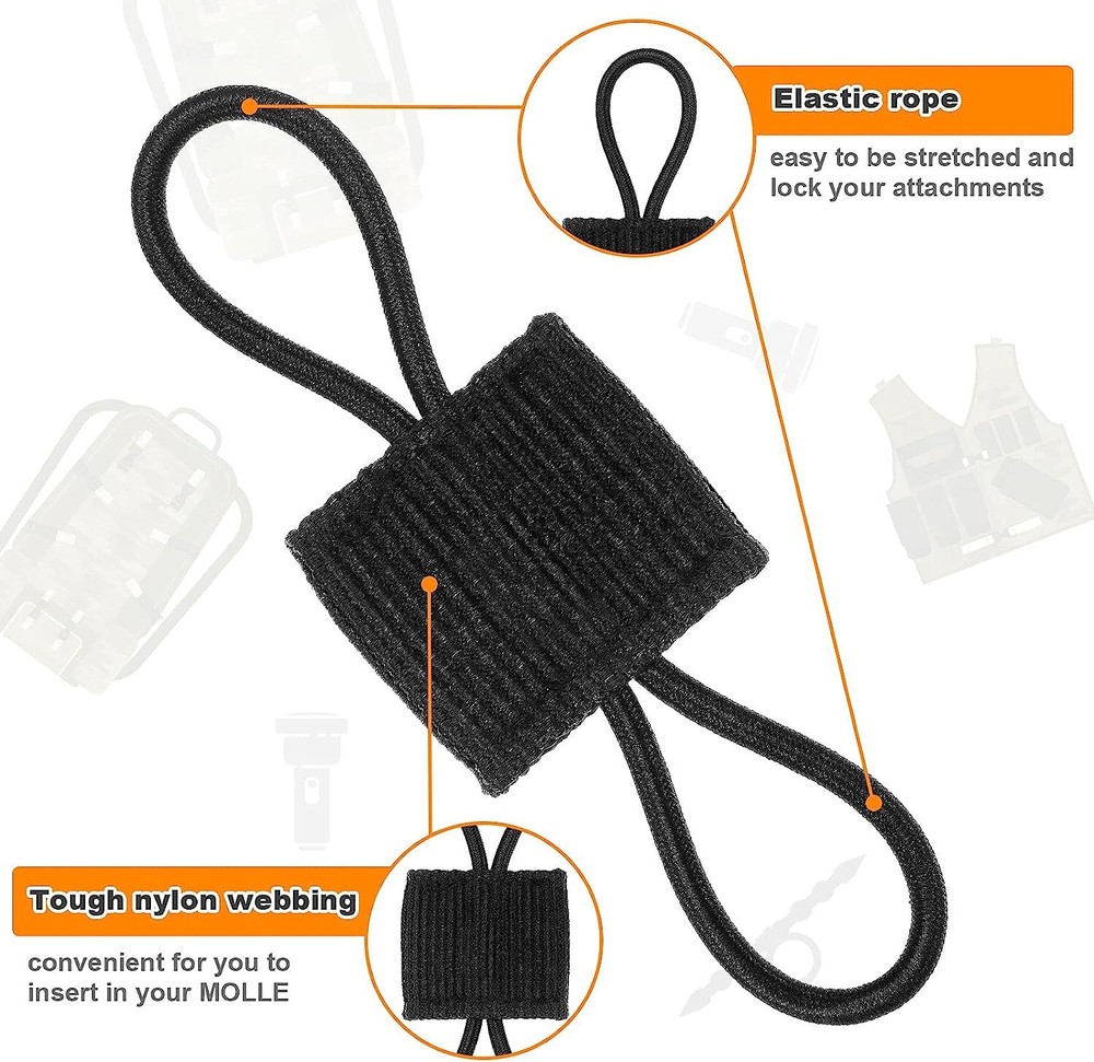 10Pcs Elastic PTT Retainer Tactical MOLLE Storage Strap Antennas Cable Organizer