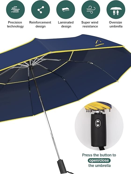 Extra Large Golf Umbrella Automatic Open Folding Windproof Compact Large Doub...