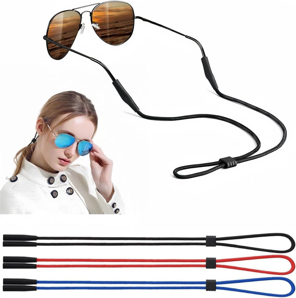 Glasses Strap - 3 Pcs Adjustable Eyewear String Lanyard Retainer - Eyeglasses Ho