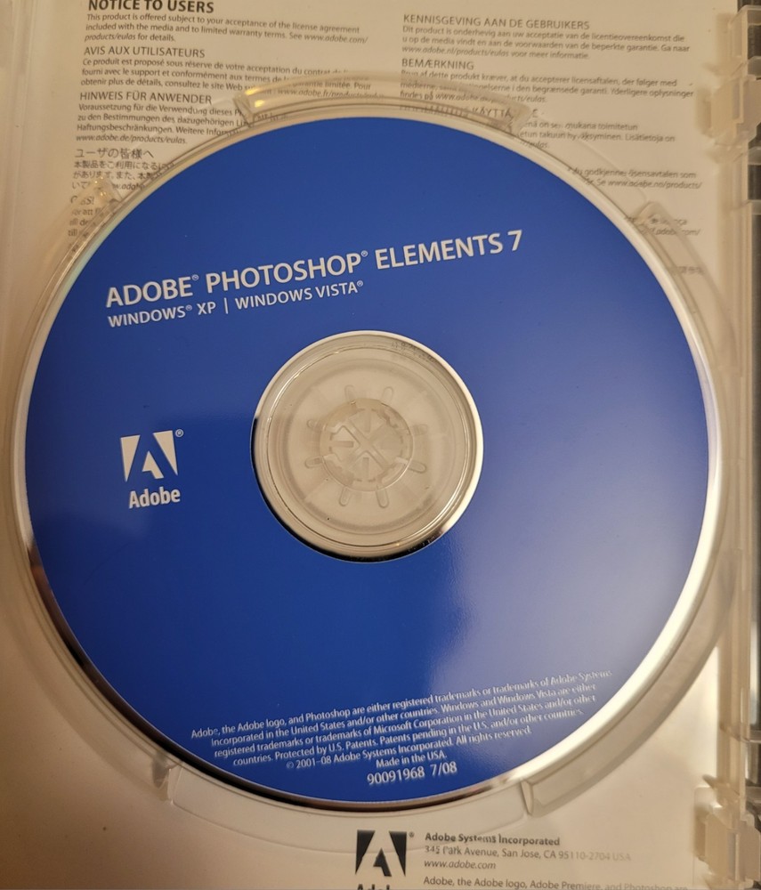 Adobe Photoshop Elements 7 & Premiere Elements 7 + Key 2 Discs