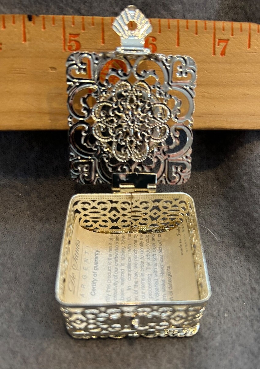 DeSantis ARGENTI (Italy) - 925 S. Silver Rosary in Filigree Box - ANGELS - Blue