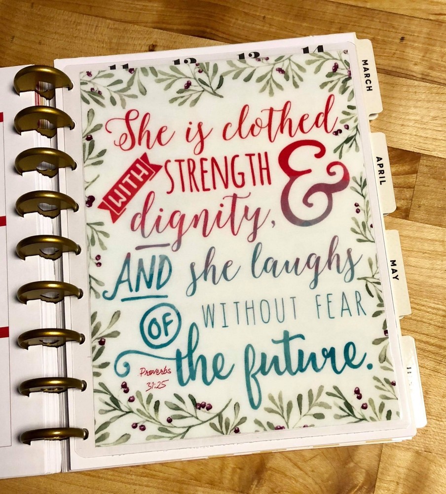 Proverbs 'Clothed in Strength' Dashboard 4 use w/ Happy Planner~