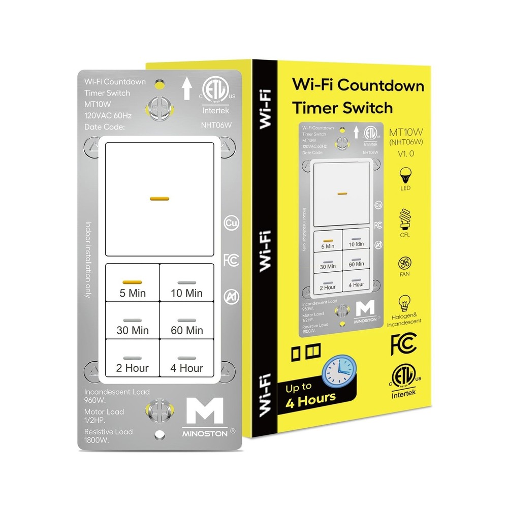 Minoston WiFi Timer Switch - Smart Countdown Timer, 5-15-30 Minutes... Fast Ship