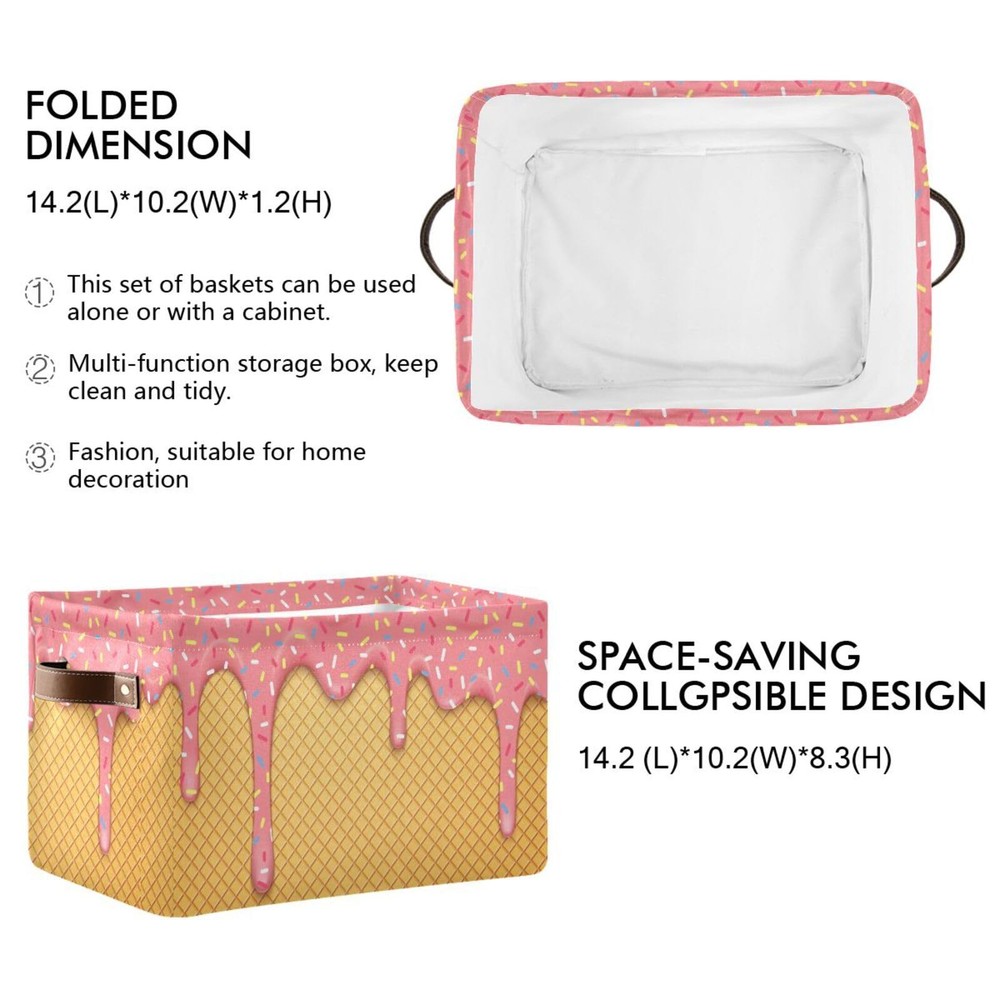 Ice Cream Rectangular Storage Basket Organizer Bin Shelf Baskets For Clothes