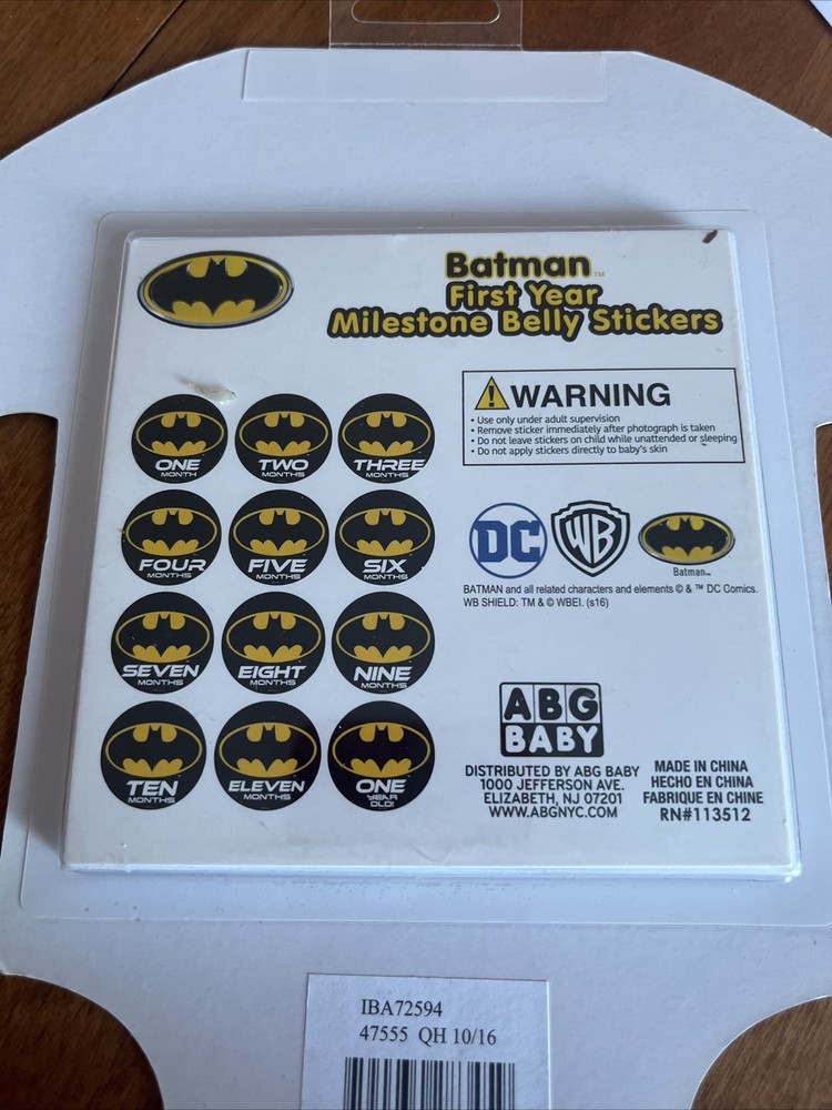 Batman First Year Milestone Belly Stickers