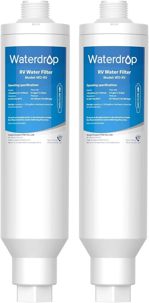 Waterdrop RV/Marine Water Filter, Camper Water Filter, NSF Certified, 2 Pack