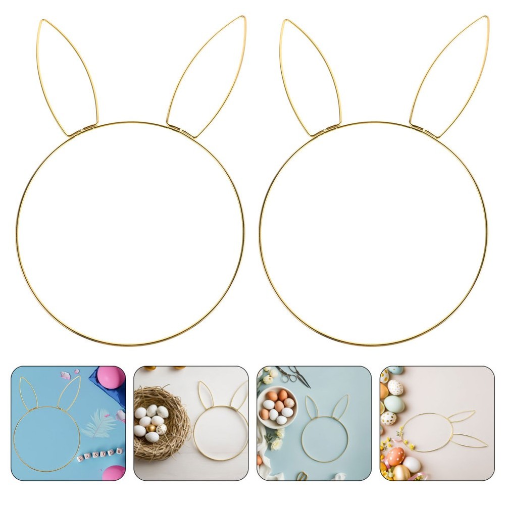 4 Pcs Rabbit Head Garland Bunny Ear Wire Wreath Easter Decorations