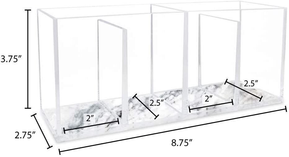 Isaac Jacobs 4-Compartment Clear Acrylic Organizer- Makeup Brush Holder, Storage