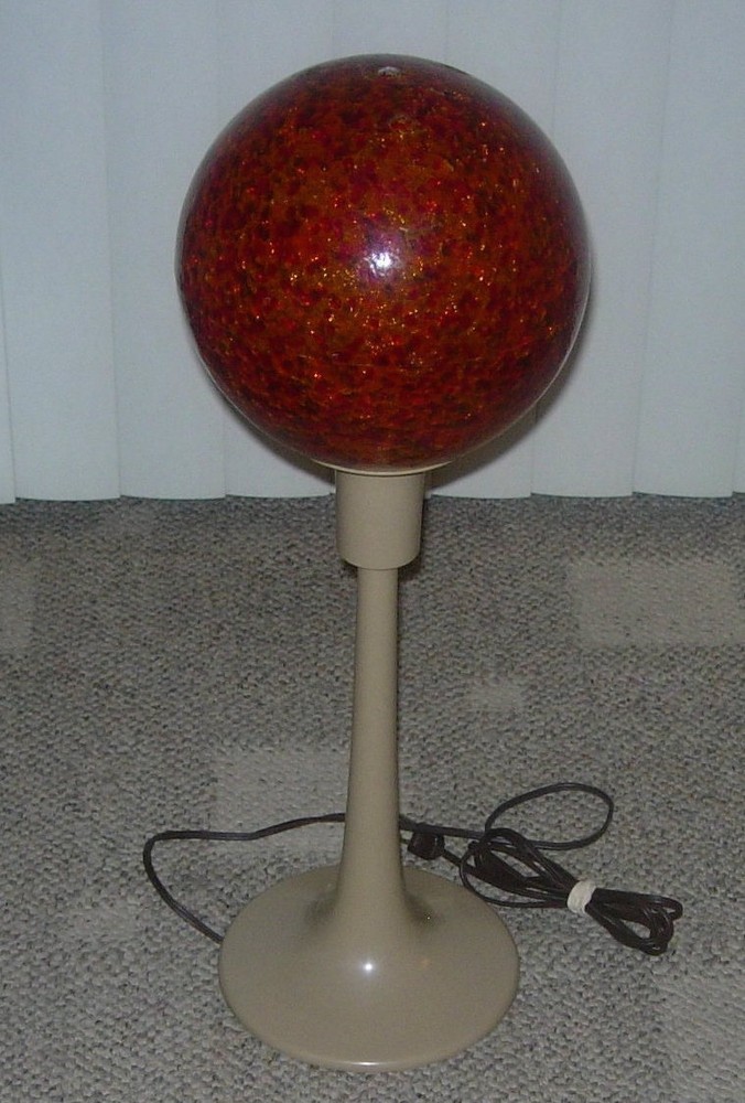 MID-CENTURY MODERN LIGHTOLIER TABLE LAMP STICKERED SPHERE ATOMIC