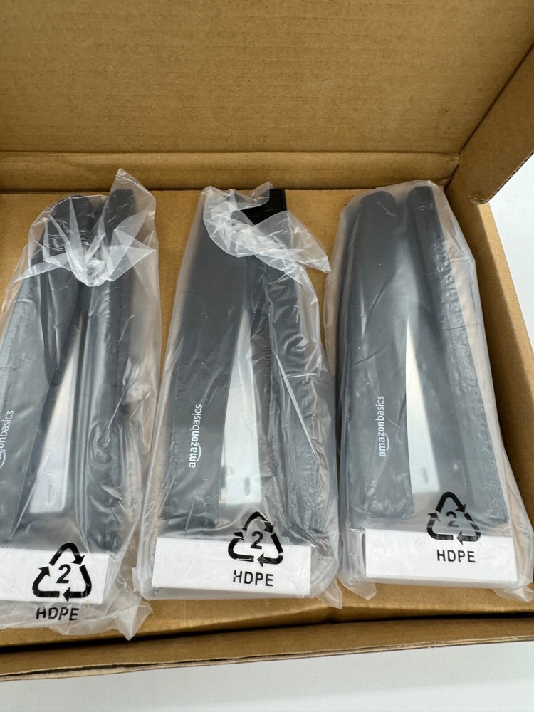 Amazon Basics 3 Standard Black Staplers with 1000 Staples