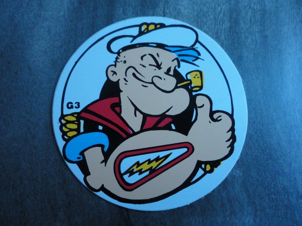 Popeye Bally 2" dia.  Pinball Sticker