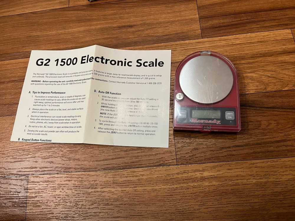 Hornady G2 1500 Digital Reloading Scale Measure With Manual