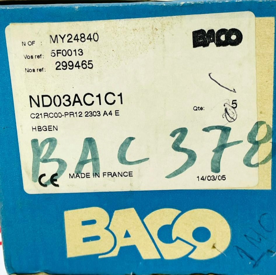 BACO ND03AC1C1 Key Operated Selector Switch
