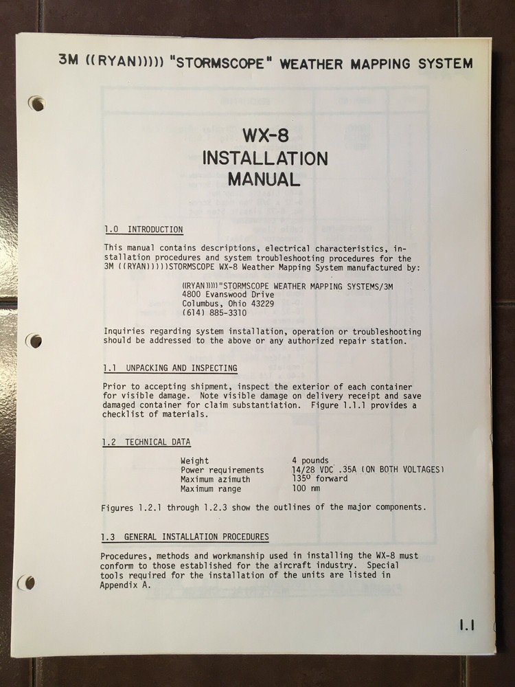 3M Ryan Stormscope WX-8 Install Manual