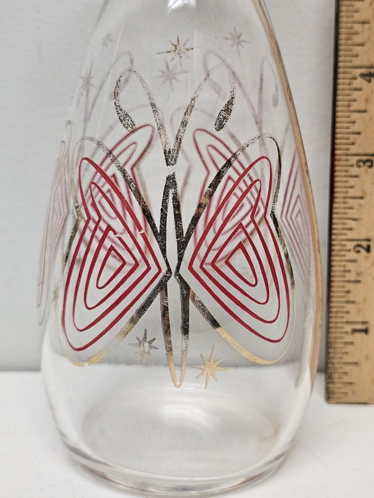 MCM Vase With Butterfly Red And Gold