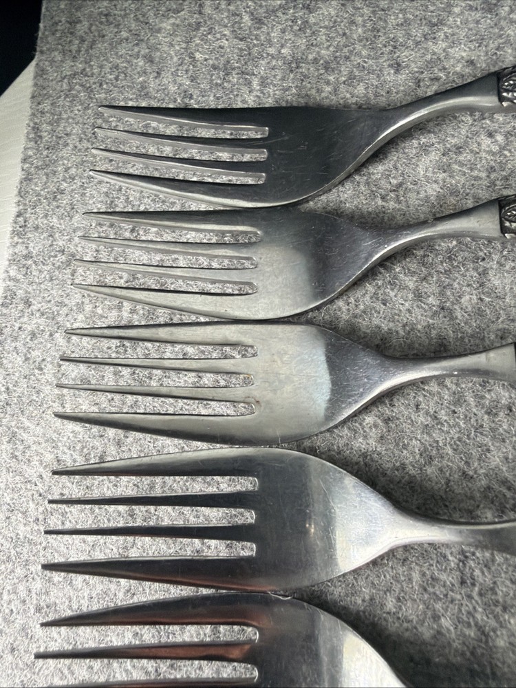 6 MCM JAPAN STAINLESS STEEL FLATWARE BRAIDED ROPE PATTERN Dinner Forks Flatware