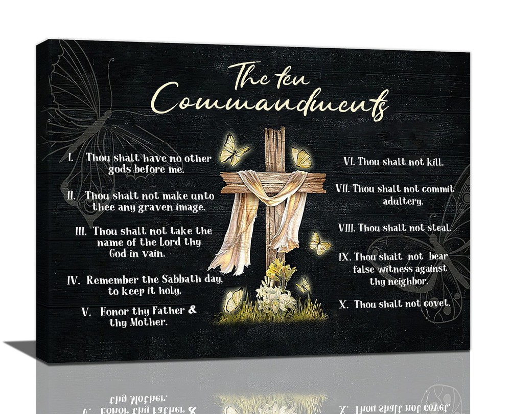 eiffecho 10 Commandments Wall Art 10 Commandments Pictures Wall Decor Canvas ...