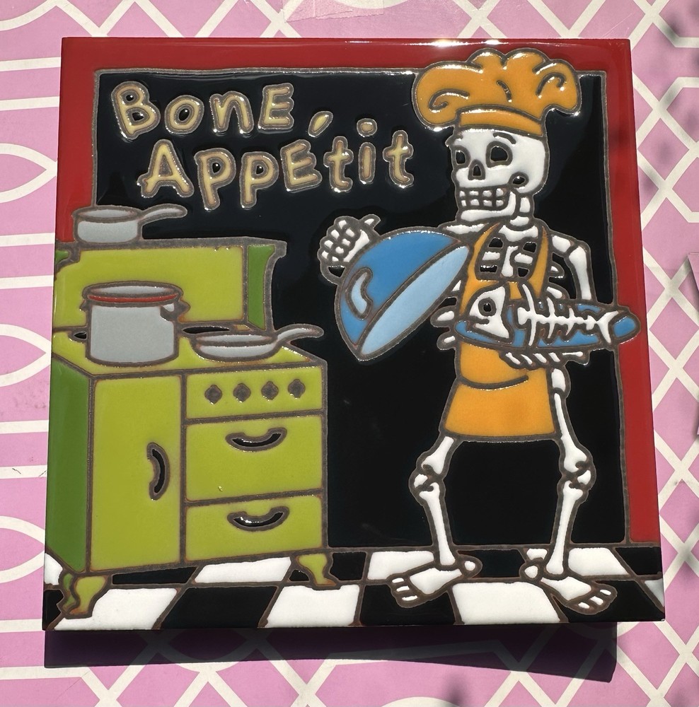 Hand-N-Hand Designs Earthtones Tile- Bone Appetit, 6"