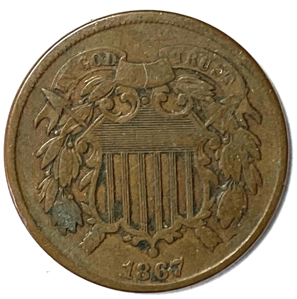 1867 2c Shield Two Cent Piece US Coin