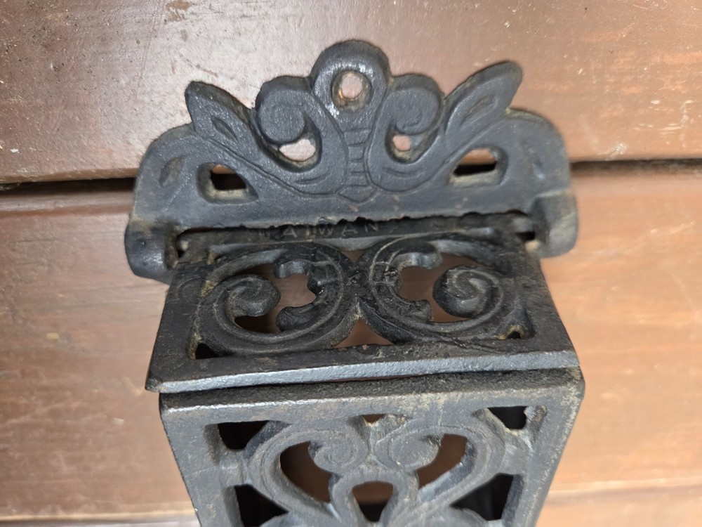 Vintage Cast Iron Match Holder with Lid 7" Wall Mount Black