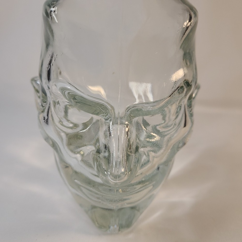 Clear Glass Demon Devil Head Bottle