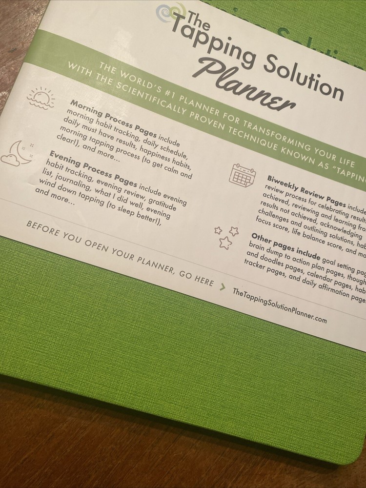 The Tapping Solution Planner Journal by Alex Ortner Green Diary EFT Notebook