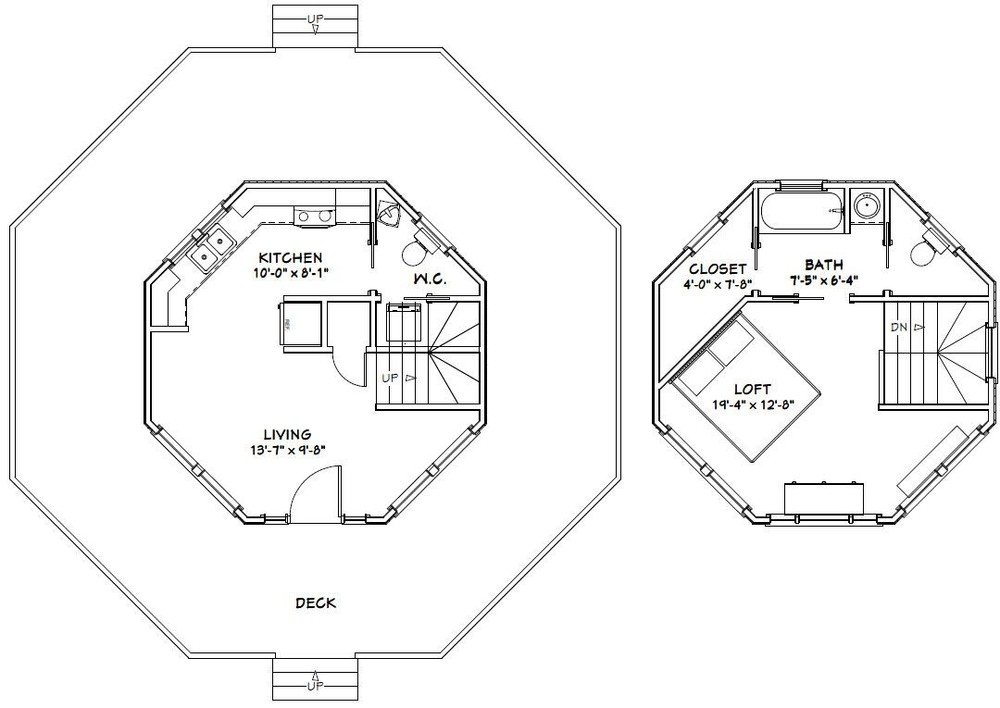 20x20 Tiny House-- 601 sq ft -- PDF Floor Plan -- Model 4