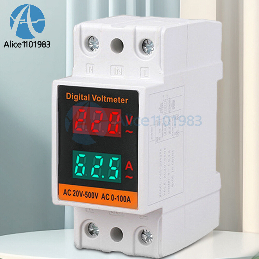 AC 50-500V 100A Din Rail Single-phase Digital Voltage LCD Voltage Current Meter