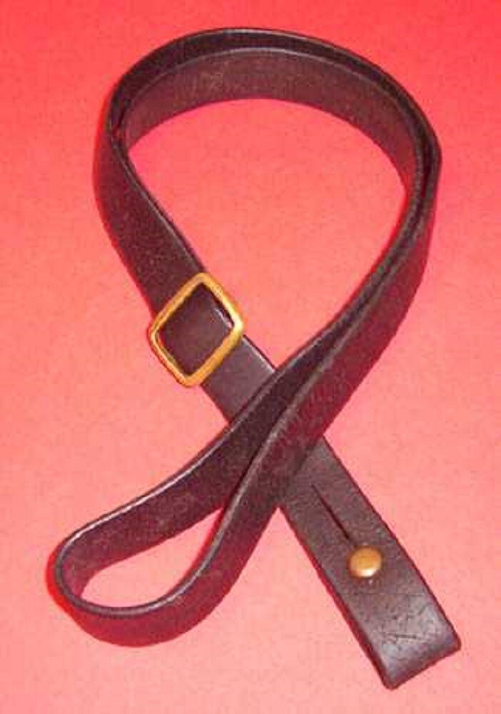 Antique Leather Rifle Sling with Brass Hardware - Military or Muzzle Loader