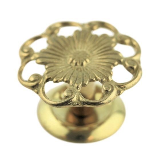 1-1/4" Victorian Lace & Flower Knob Solid Brass