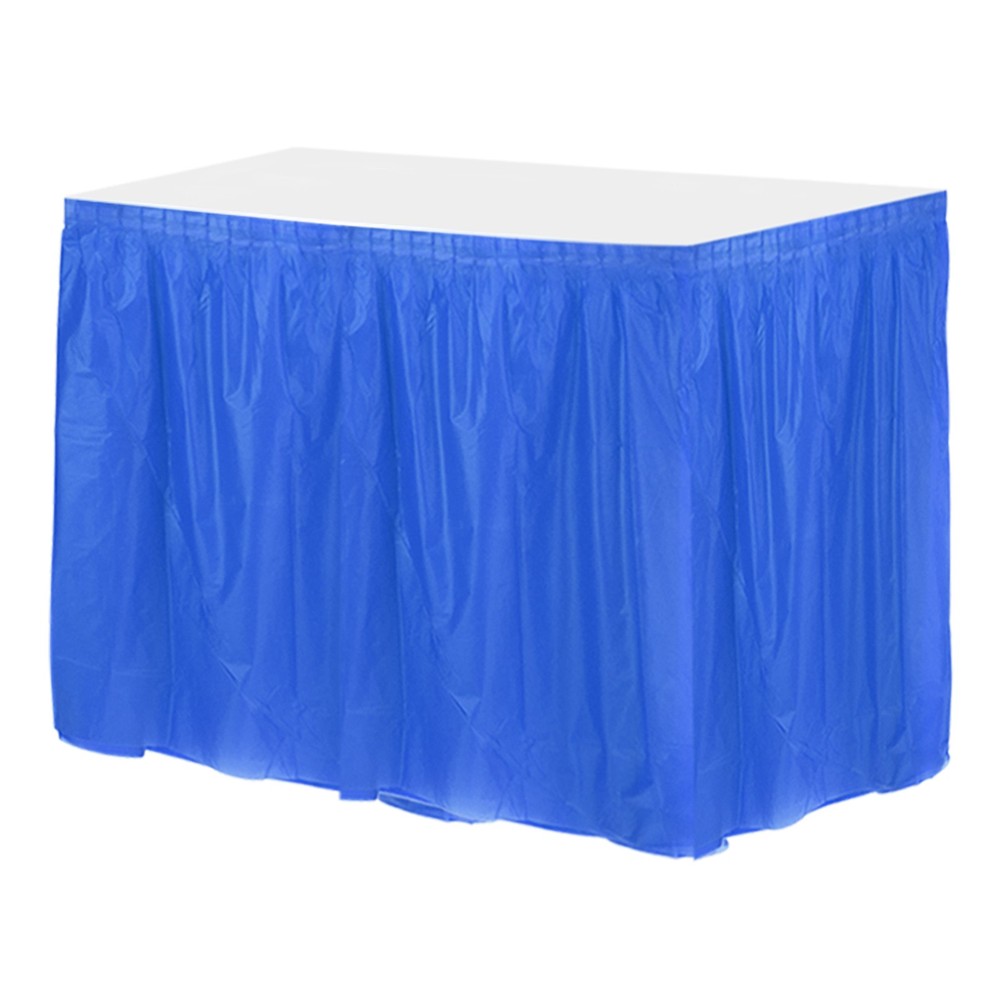 1 Pack Dark Blue Plastic Table Skirts, 29 in x 14 Ft Table Skirts Rectangle