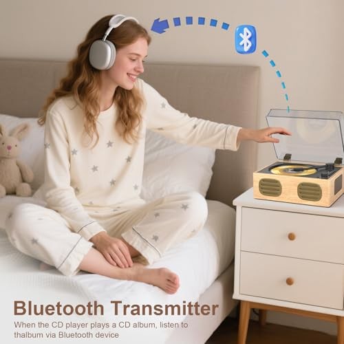 Portable CD Player with Speaker, Retro CD Player with Bluetooth Input apricot