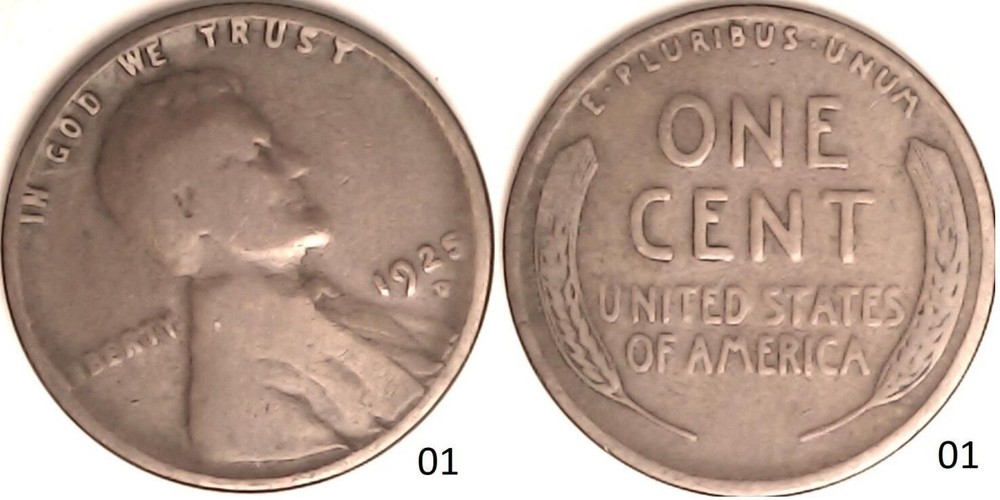 1925 D Lincoln Wheat Cent Rotated Dies - ERROR