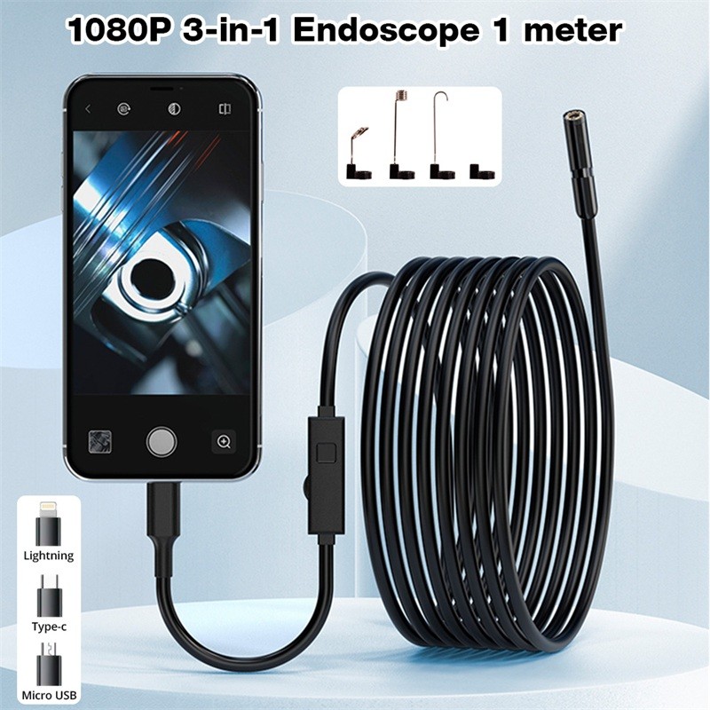 3.3FT 8LED Borescope Endoscope Snake Inspection Scope Camera for iPhone Android