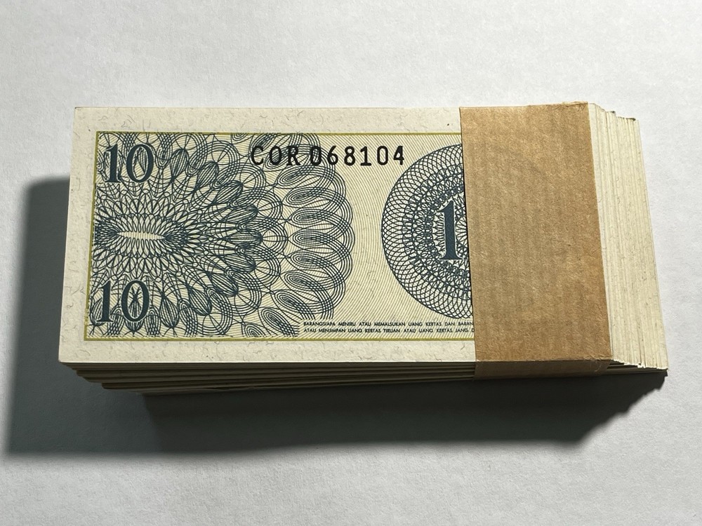 1964 10 Sen Bank Of Indonesia Notes 1 Pack Bundle Sequential