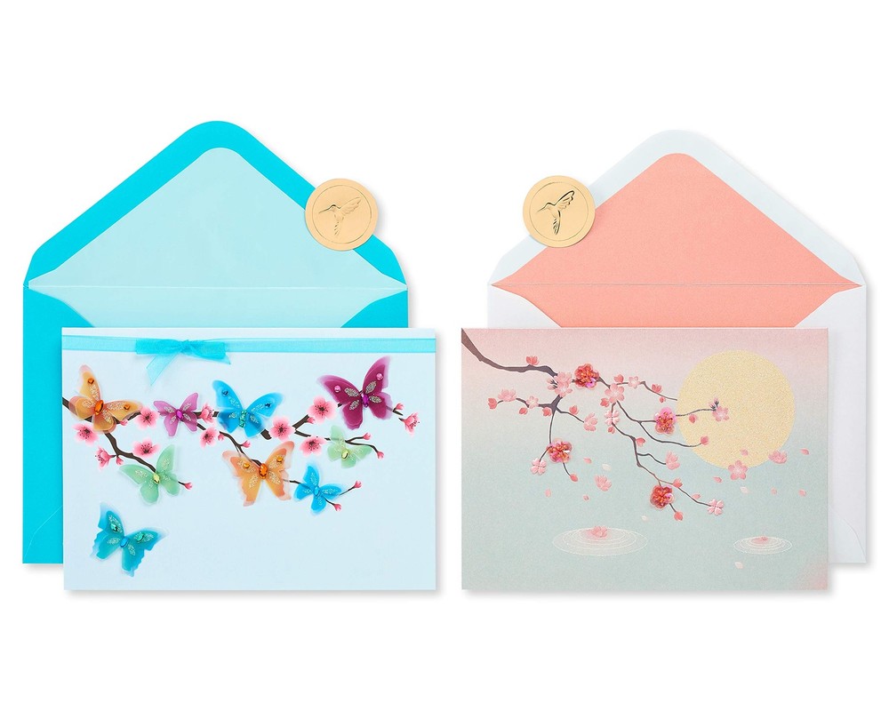 Papyrus Blank Cards w/ Envelopes - Cherry Blossom Design (2-Count)