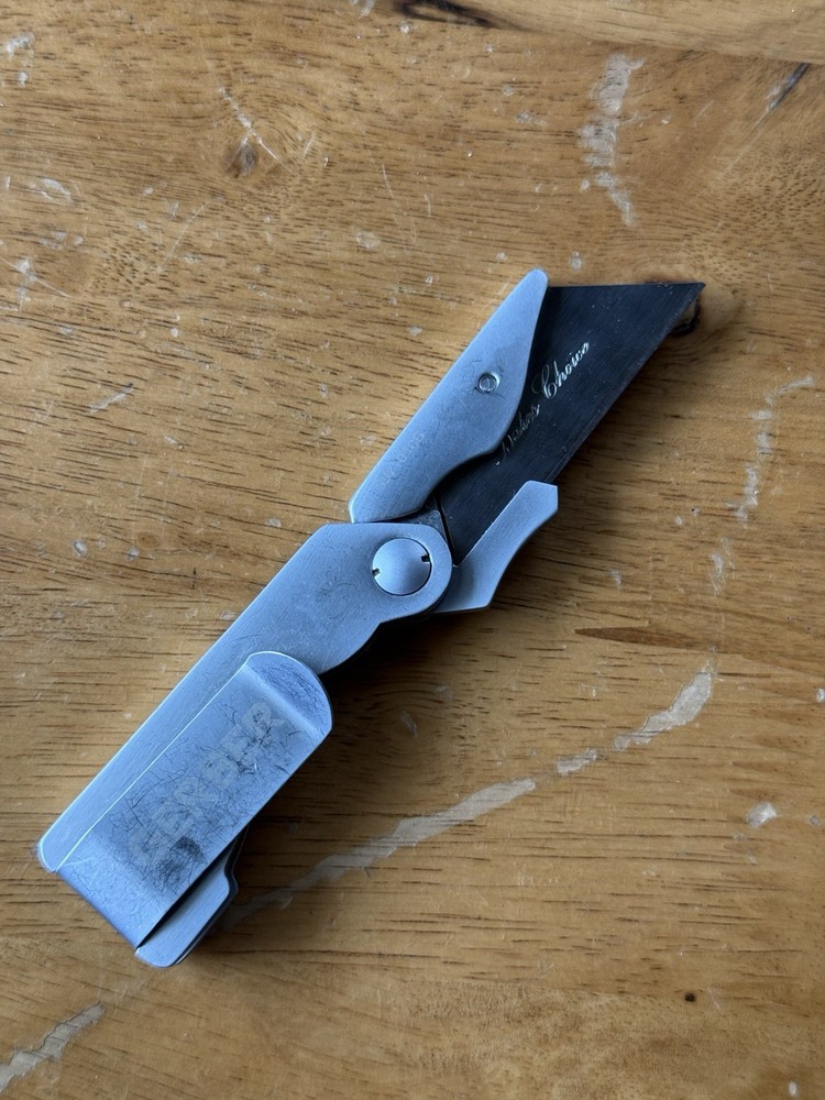 Gerber EAB Utility Knife Liner Lock Plain Edge Replaceable Blade Original Used