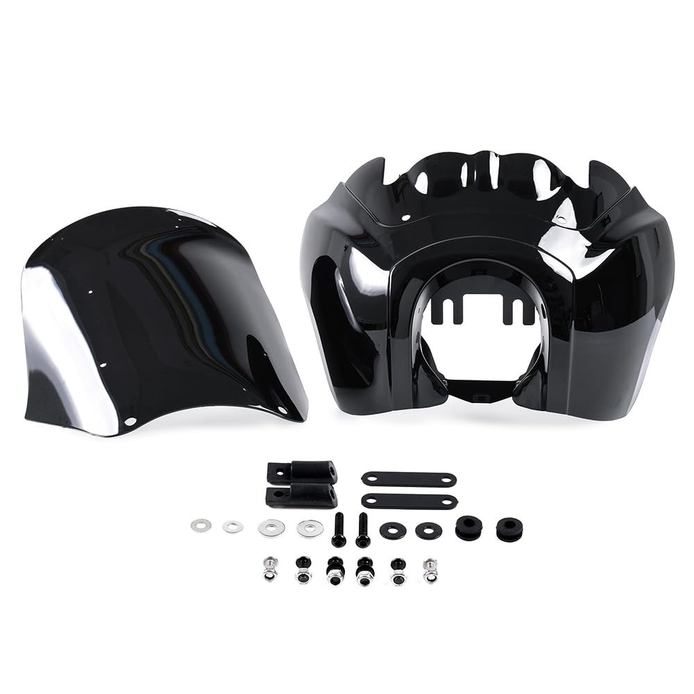 Gloss Black Front Headlight Fairing Cover with Black Windshield Windscreen