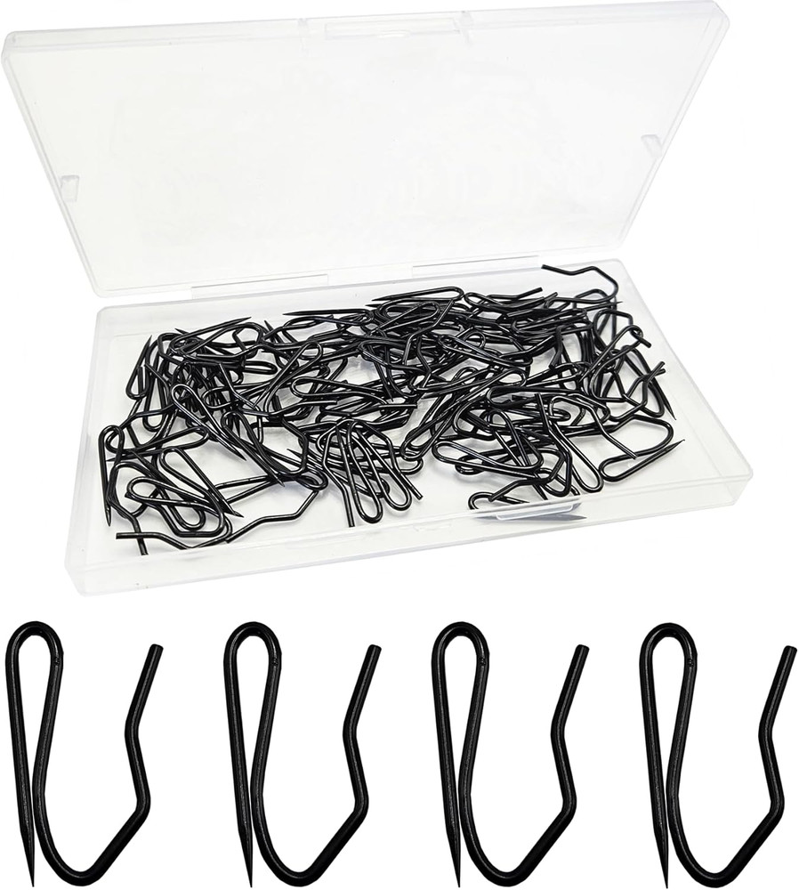 Metal Curtain Hooks Nydotd Rustproof Steel Hooks Heavy-Duty Offset Pin-On