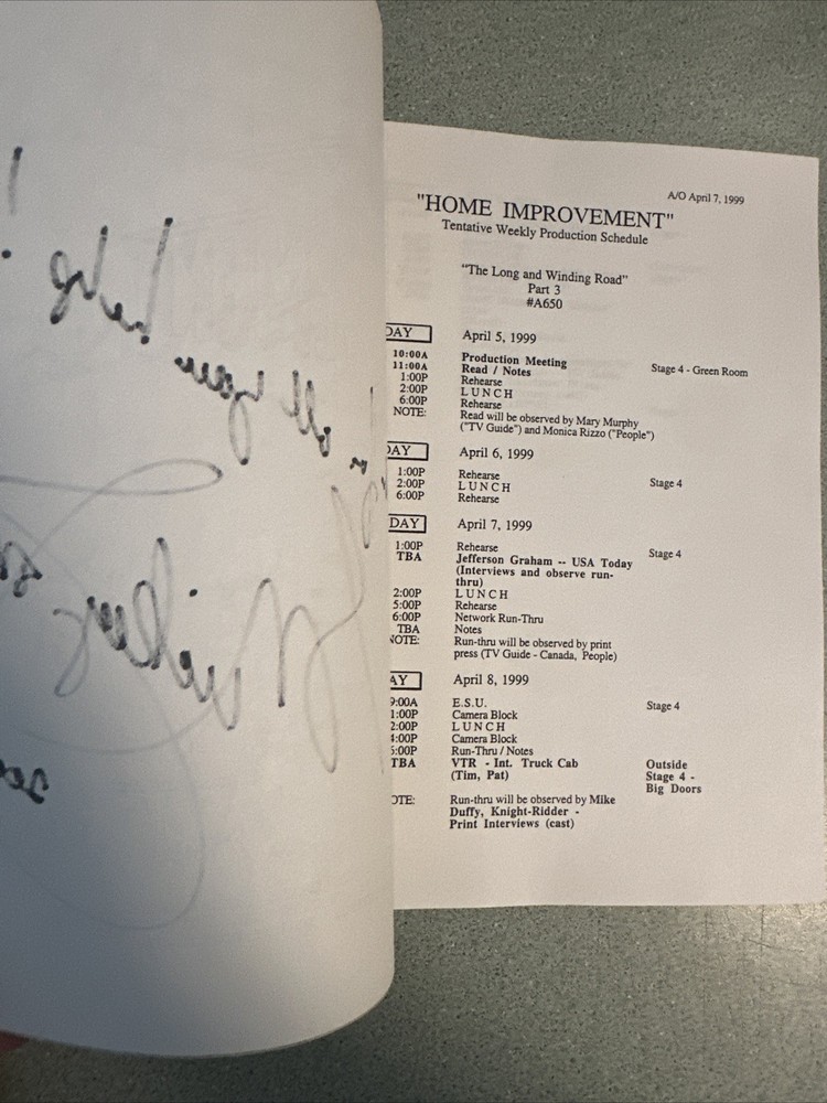 1999 HOME IMPROVEMENT Final Episode SIGNED by Mickey Jones Screenplay TV Script