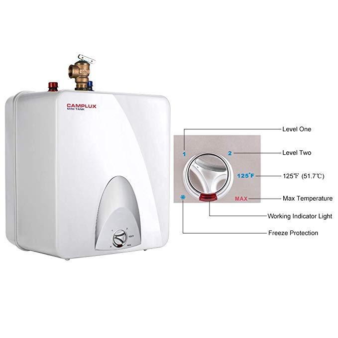 Camplux ME60 Mini Tank Electric Water Heater 6-Gallon,1.44kW at 120 Volts