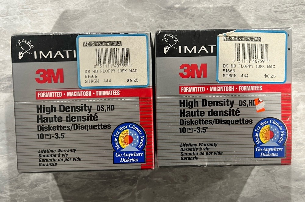 20- 3M DSHD Diskettes Double Sided High Density 3.5" Floppy Disk New Mac Format